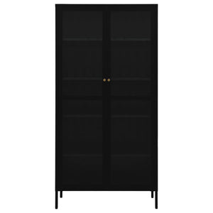 Cabinets & Cupboards Display Cabinet Black 90X40x180 Cm Steel And Tempered Glass