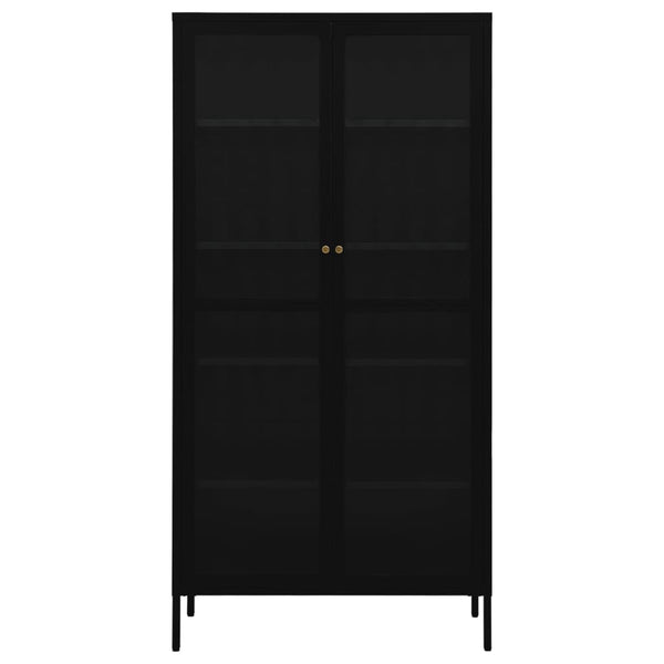 Cabinets & Cupboards Display Cabinet Black 90X40x180 Cm Steel And Tempered Glass