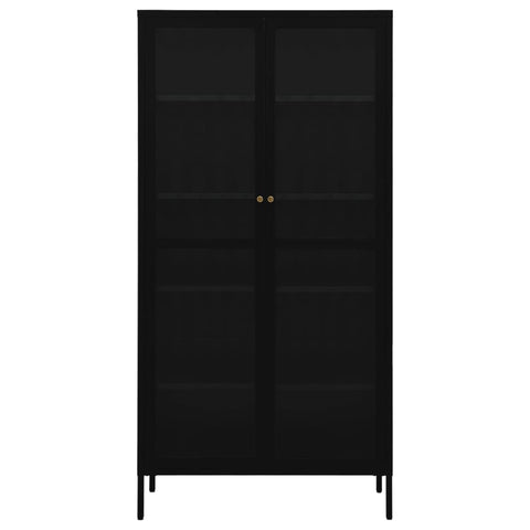 Cabinets & Cupboards Display Cabinet Black 90X40x180 Cm Steel And Tempered Glass