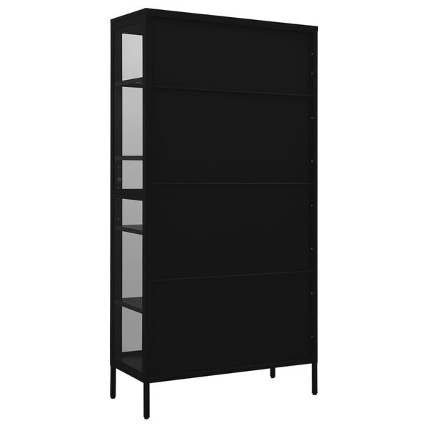 Cabinets & Cupboards Display Cabinet Black 90X40x180 Cm Steel And Tempered Glass