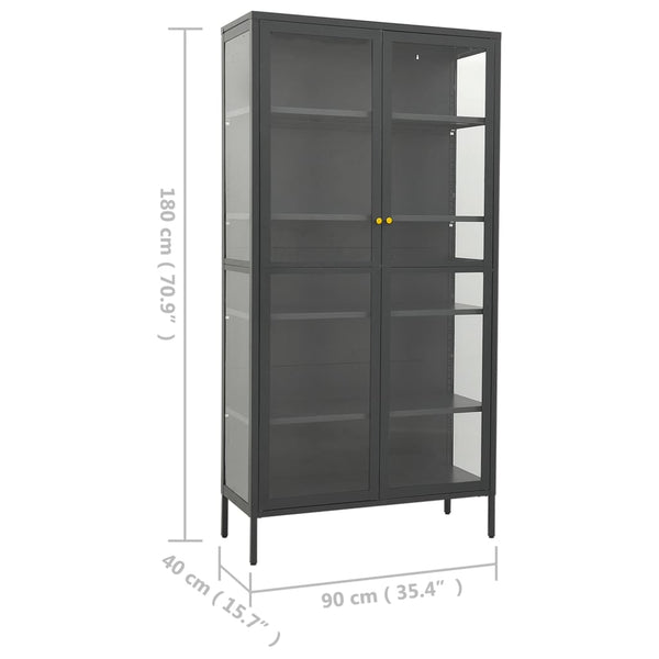 Cabinets & Cupboards Display Cabinet Anthracite 90X40x180 Cm Steel And Tempered Glass