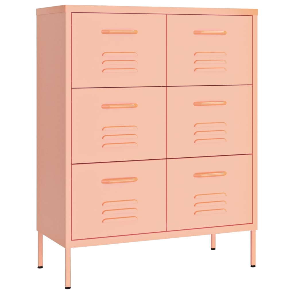 Cabinets & Cupboards Drawer Cabinet Pink 80X35x101.5 Cm Steel