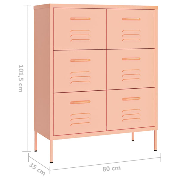 Cabinets & Cupboards Drawer Cabinet Pink 80X35x101.5 Cm Steel