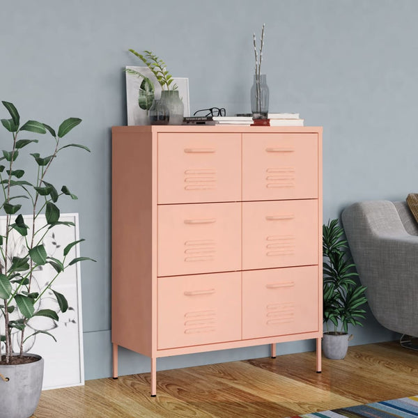 Cabinets & Cupboards Drawer Cabinet Pink 80X35x101.5 Cm Steel