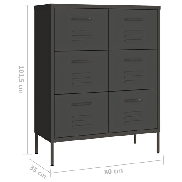 Cabinets & Cupboards Drawer Cabinet Anthracite 80X35x101.5 Cm Steel