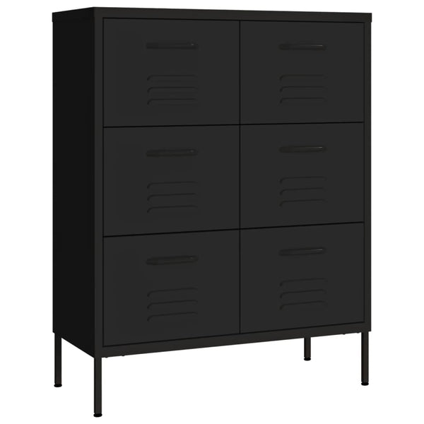 Cabinets & Cupboards Drawer Cabinet Black 80X35x101.5 Cm Steel