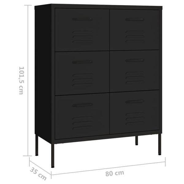 Cabinets & Cupboards Drawer Cabinet Black 80X35x101.5 Cm Steel