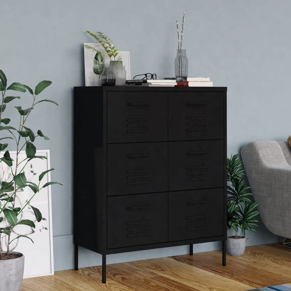 Cabinets & Cupboards Drawer Cabinet Black 80X35x101.5 Cm Steel