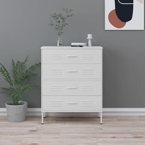 Dressers & Chests of Drawers Chest Of Drawers White 80X35x101.5 Cm Steel