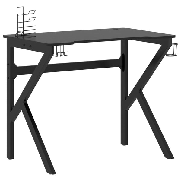 Home Office Desks Gaming Desk With K Shape Legs Black 90X60x75 Cm