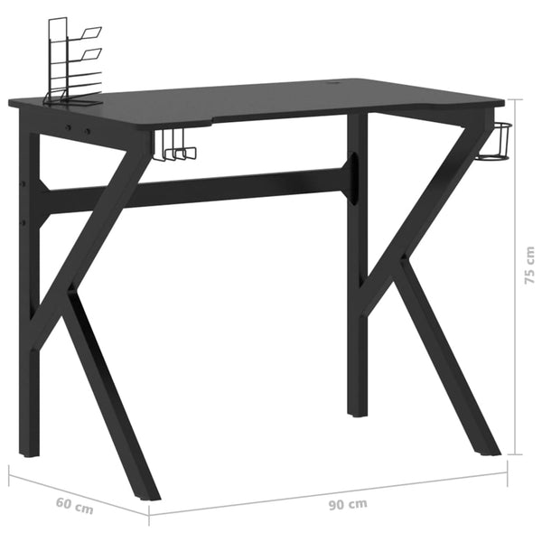 Home Office Desks Gaming Desk With K Shape Legs Black 90X60x75 Cm