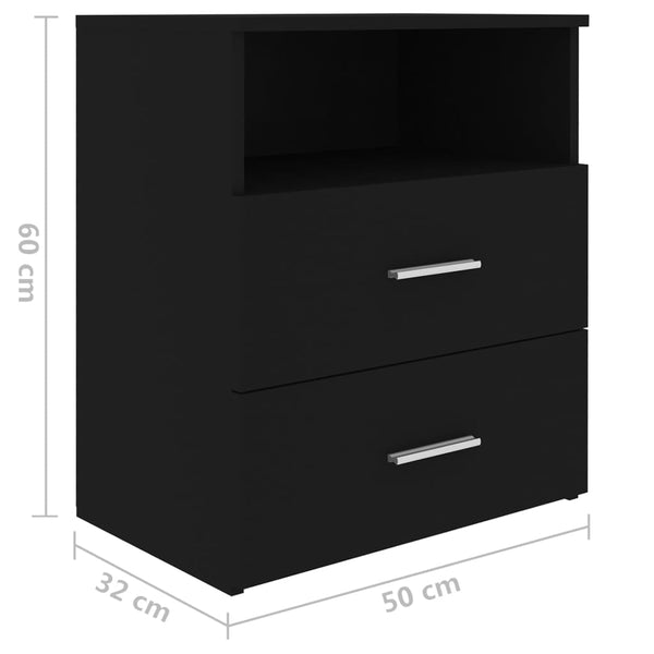 Bedside Tables Bed Cabinet Black 50X32x60 Cm