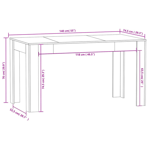 Dining Tables Dining Table Black 140X74.5X76 Cm Engineered Wood