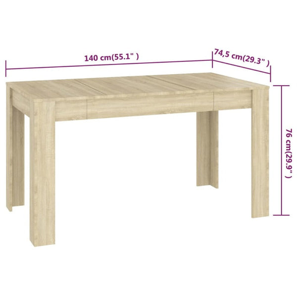 Dining Tables Dining Table Sonoma Oak 140X74.5X76 Cm Engineered Wood