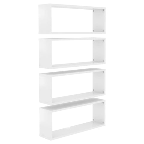 Wall Shelves Wall Cube Shelves 4 Pcs High Gloss White 60X15x23 Cm Engineered Wood