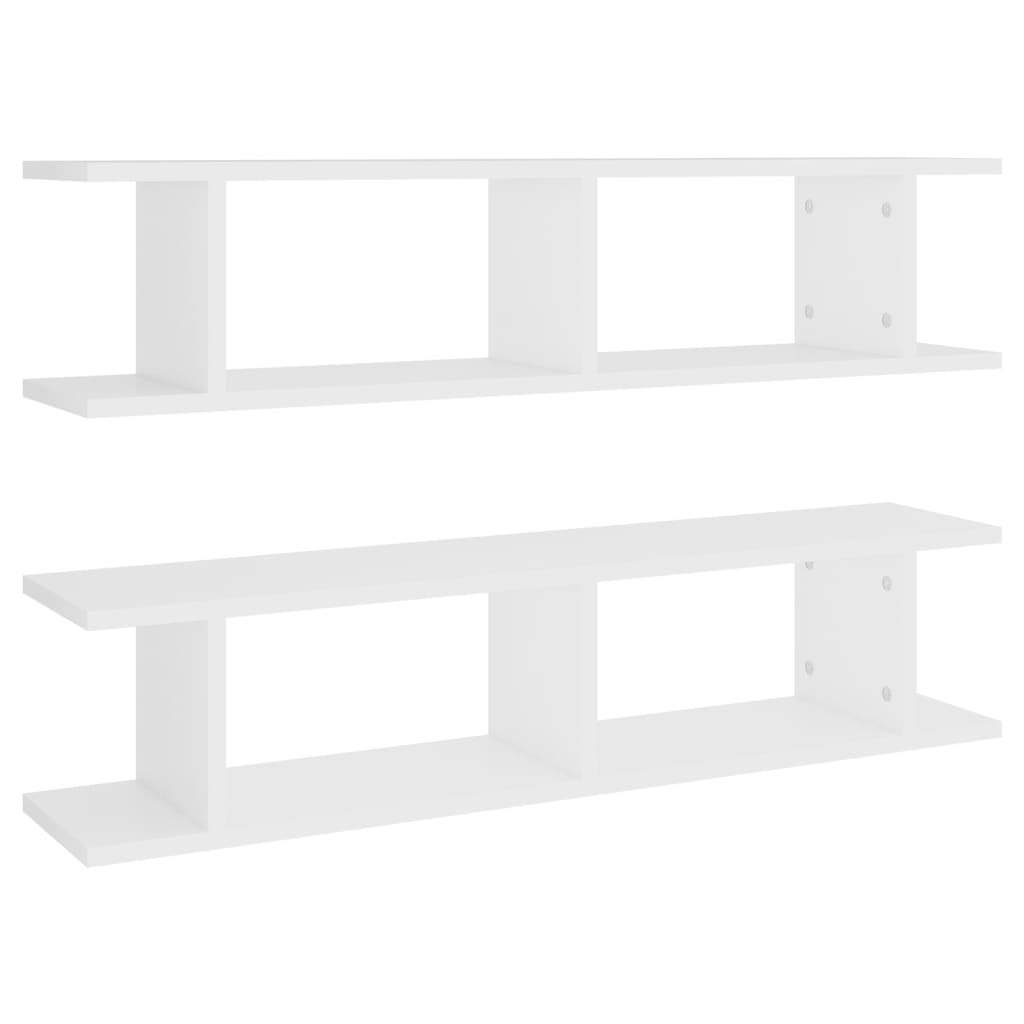 Wall Shelves 2 Pcs White 90X18x20 Cm Engineered Wood