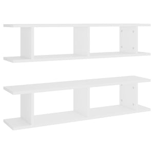 Wall Shelves 2 Pcs White 90X18x20 Cm Engineered Wood