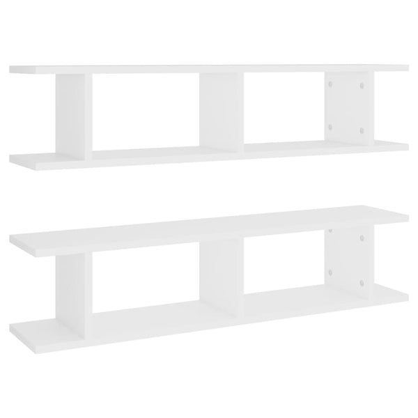 Wall Shelves 2 Pcs White 90X18x20 Cm Engineered Wood