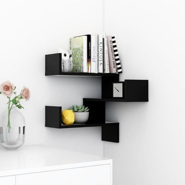 Bookshelves Wall Corner Shelf Black 40X40x50 Cm Engineered Wood