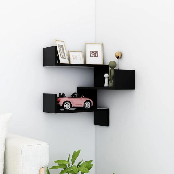 Wall Corner Shelf Black 40X40x50 Cm Engineered Wood