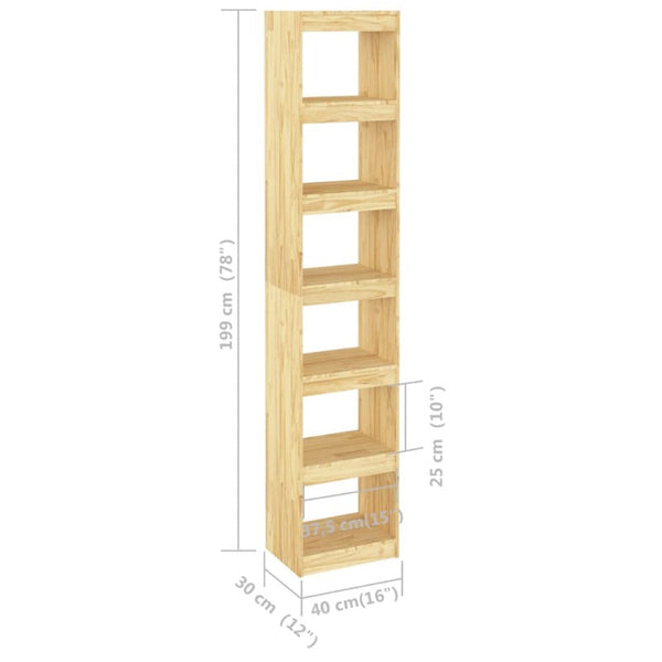 Book Cabinet/Room Divider 40X30x199 Cm Solid Pinewood