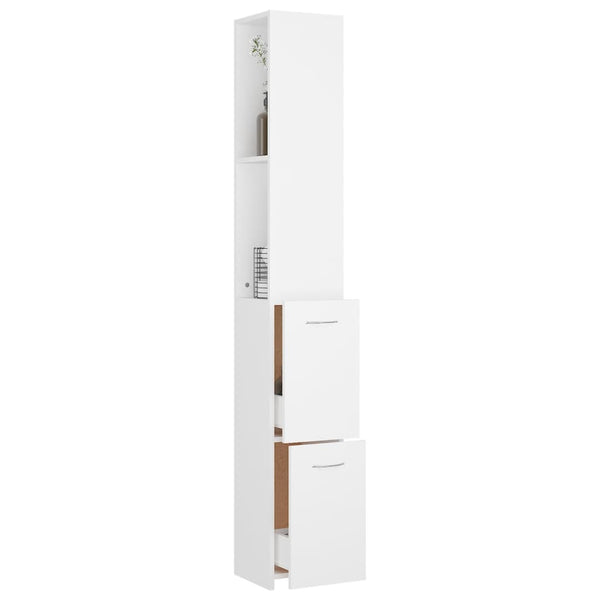 Bathroom Cabinets Bathroom Cabinet White 25X26.5X170 Cm Engineered Wood