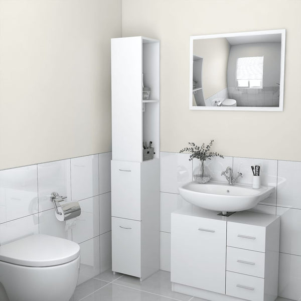 Bathroom Cabinets Bathroom Cabinet White 25X26.5X170 Cm Engineered Wood