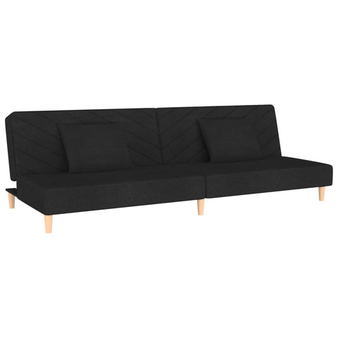 Sofa Beds 2 Seater Sofa Bed With Two Pillows Black Fabric