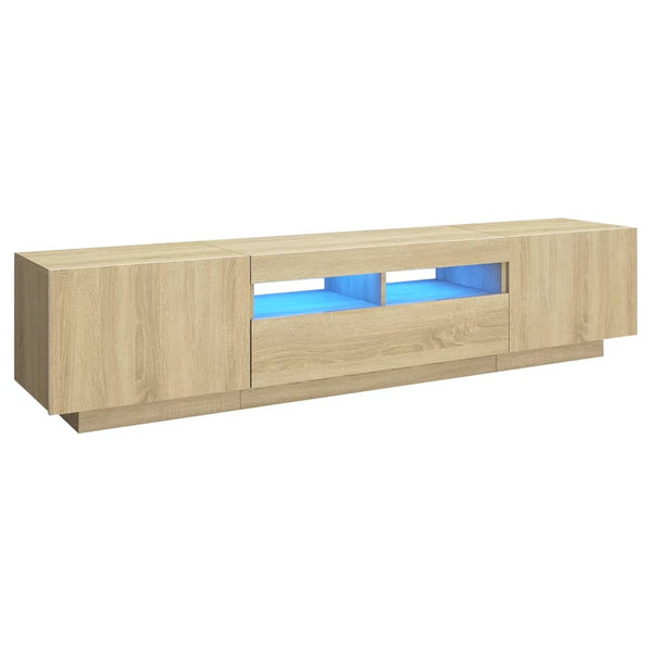 TV Stands & Entertainment Units Tv Cabinet With Led Lights Sonoma Oak 180X35x40 Cm