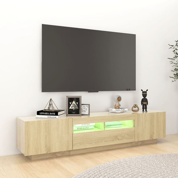 TV Stands & Entertainment Units Tv Cabinet With Led Lights Sonoma Oak 180X35x40 Cm