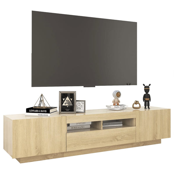 TV Stands & Entertainment Units Tv Cabinet With Led Lights Sonoma Oak 180X35x40 Cm