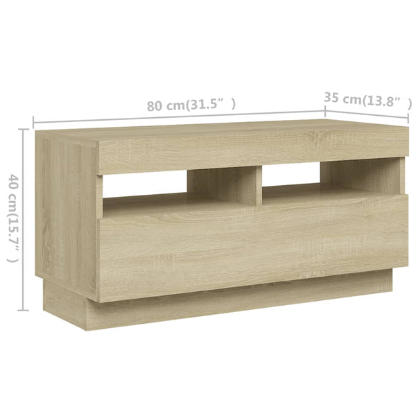 TV Stands & Entertainment Units Tv Cabinet With Led Lights Sonoma Oak 180X35x40 Cm