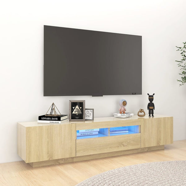 TV Stands & Entertainment Units Tv Cabinet With Led Lights Sonoma Oak 180X35x40 Cm