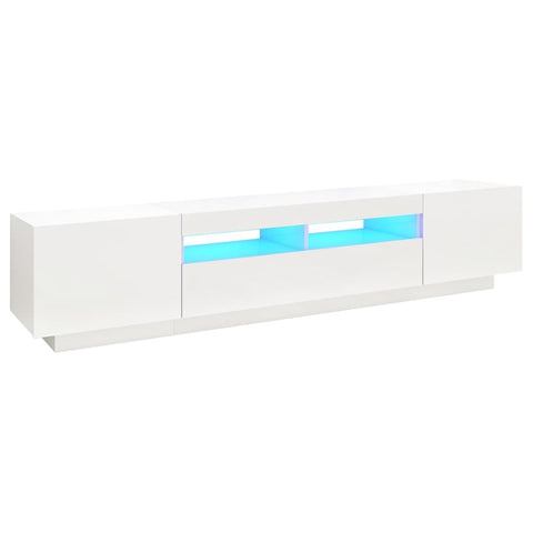 TV Stands & Entertainment Units Tv Cabinet With Led Lights White 200X35x40 Cm