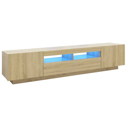 TV Stands & Entertainment Units Tv Cabinet With Led Lights Sonoma Oak 200X35x40 Cm