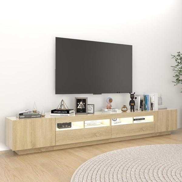 TV Stands & Entertainment Units Tv Cabinet With Led Lights Sonoma Oak 260X35x40 Cm