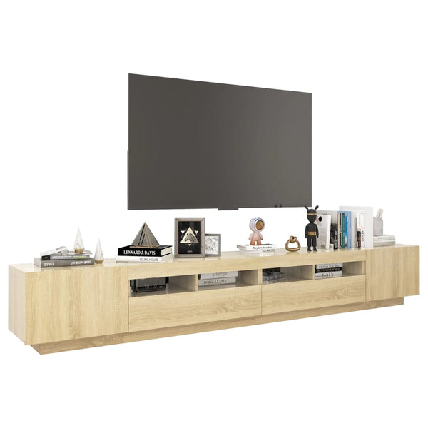 TV Stands & Entertainment Units Tv Cabinet With Led Lights Sonoma Oak 260X35x40 Cm