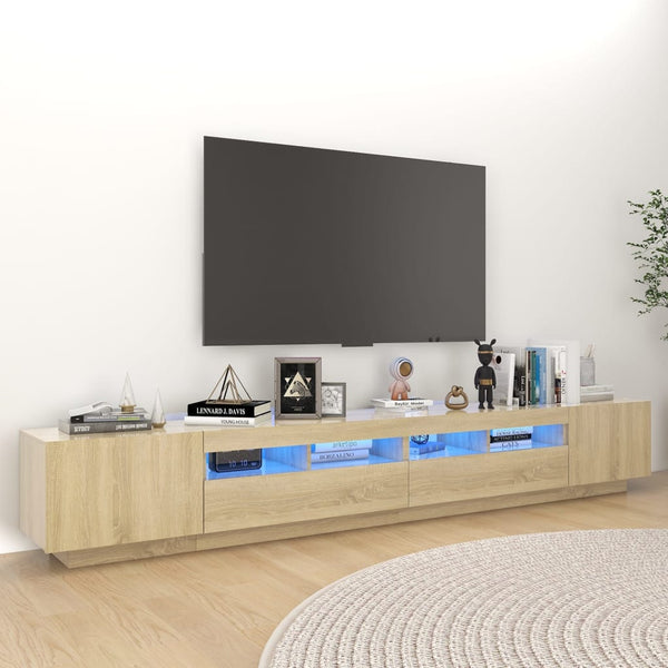 TV Stands & Entertainment Units Tv Cabinet With Led Lights Sonoma Oak 260X35x40 Cm