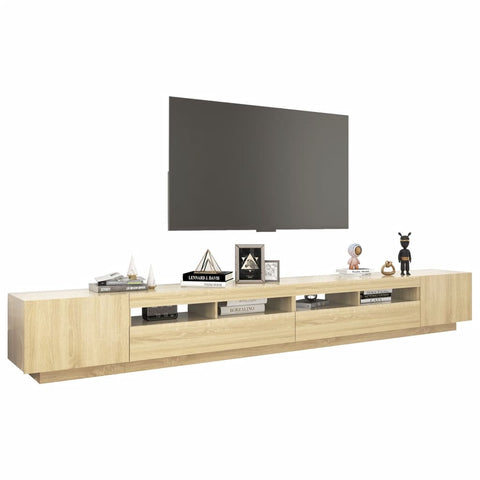 TV Stands & Entertainment Units Tv Cabinet With Led Lights Sonoma Oak 300X35x40 Cm