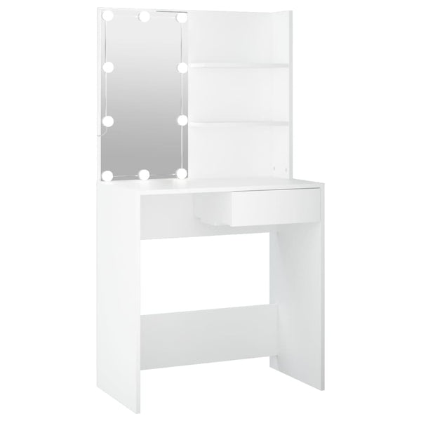 Dressing Tables Dressing Table With Led White 74.5X40x141 Cm