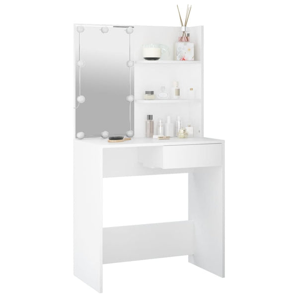 Dressing Tables Dressing Table With Led White 74.5X40x141 Cm