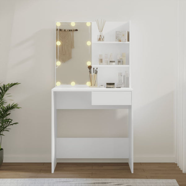 Dressing Tables Dressing Table With Led White 74.5X40x141 Cm