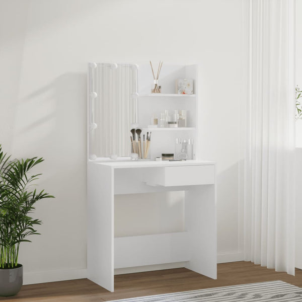 Dressing Tables Dressing Table With Led White 74.5X40x141 Cm