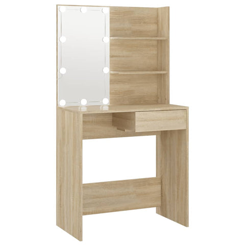 Dressing Tables Dressing Table With Led Sonoma Oak 74.5X40x141 Cm Engineered Wood