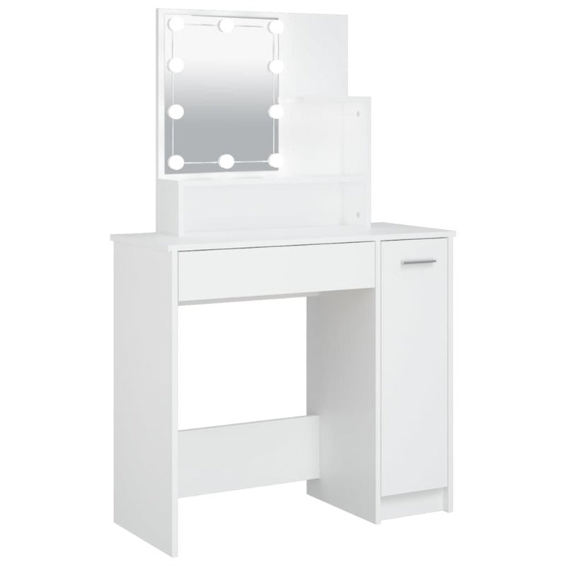 Dressing Tables Dressing Table With Led White 86.5X35x136 Cm