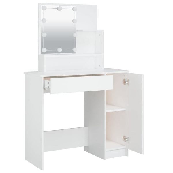 Dressing Tables Dressing Table With Led White 86.5X35x136 Cm