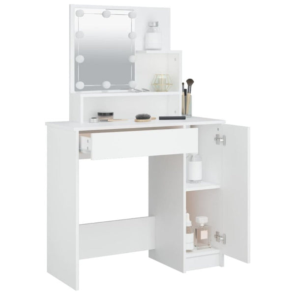 Dressing Tables Dressing Table With Led White 86.5X35x136 Cm