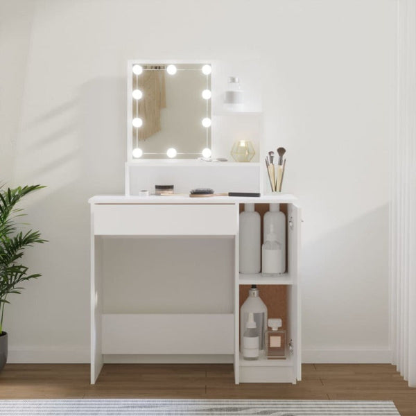 Dressing Tables Dressing Table With Led White 86.5X35x136 Cm