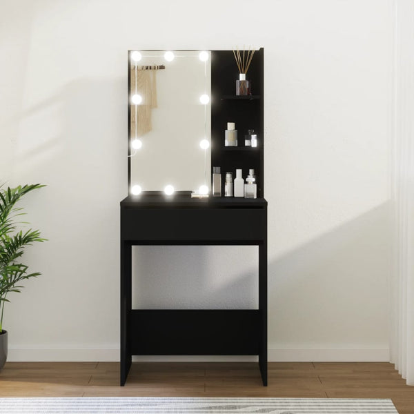 Dressing Tables Dressing Table With Led Black 60X40x140 Cm