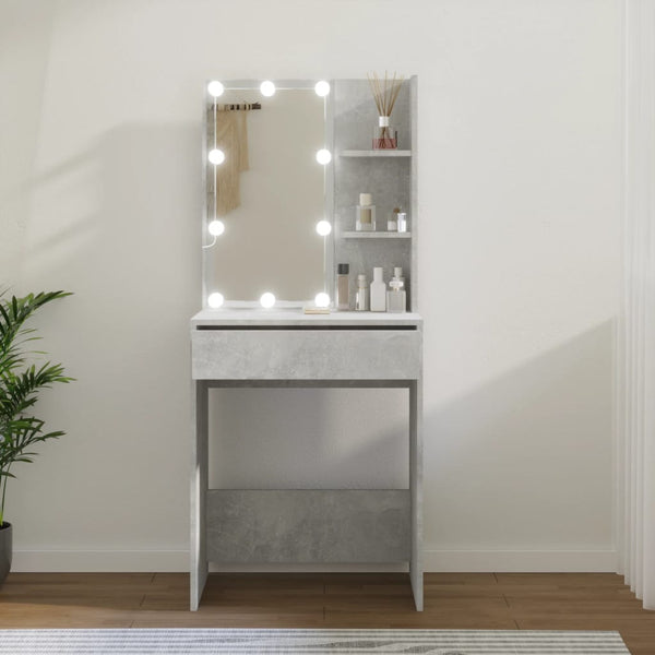 Dressing Tables Dressing Table With Led Concrete Grey 60X40x140 Cm